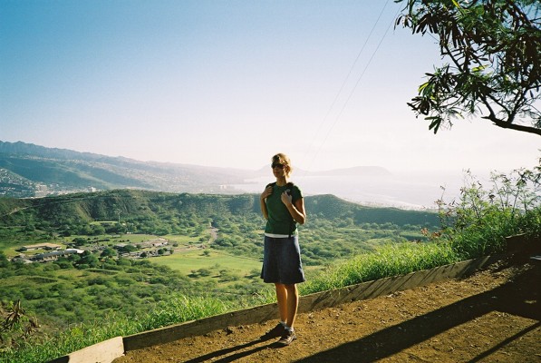 Halfway up the Diamond Head Volcano in Hawaii