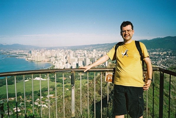 At the top of the Diamond Head, looking down on Waikiki